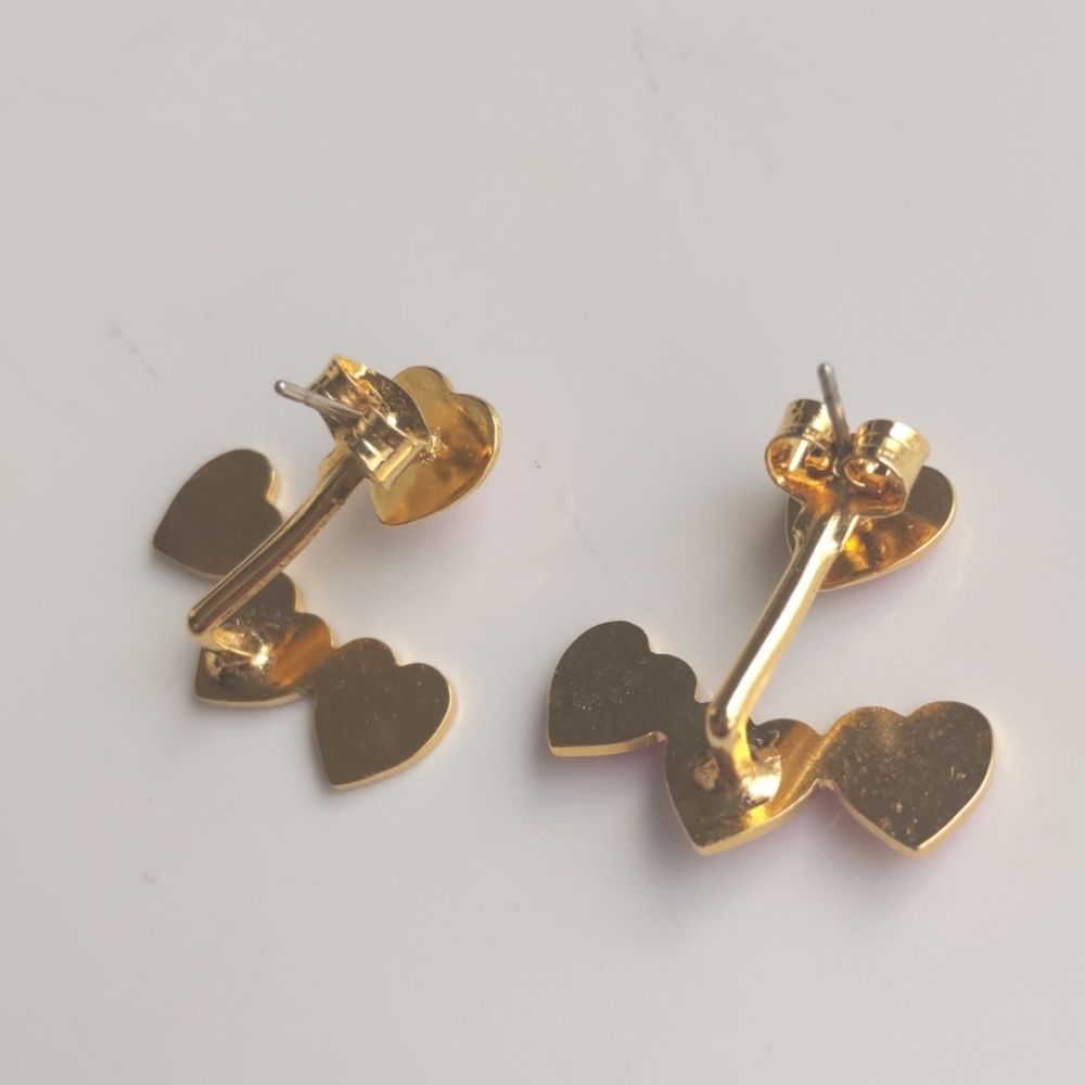Pink heart earrings - Picture 2 of 2